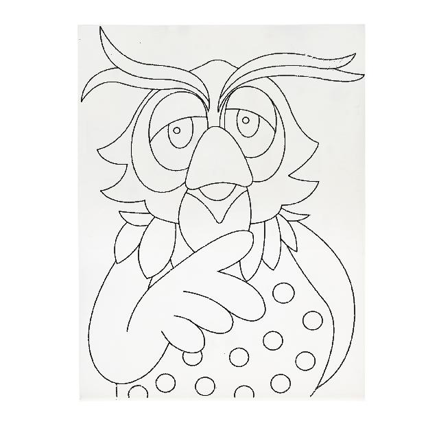 Полотно-розмальовка з контуром на картоні "Сова", 15*20см., арт.15*20-3
